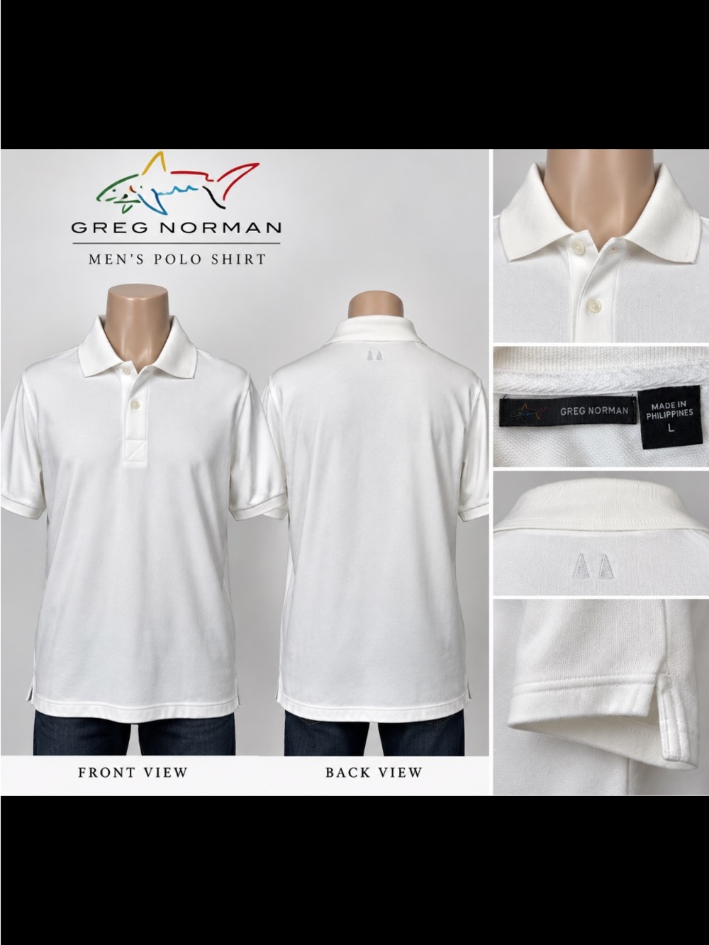 Greg Norman Collection White Men's Polo with Subtle Logo